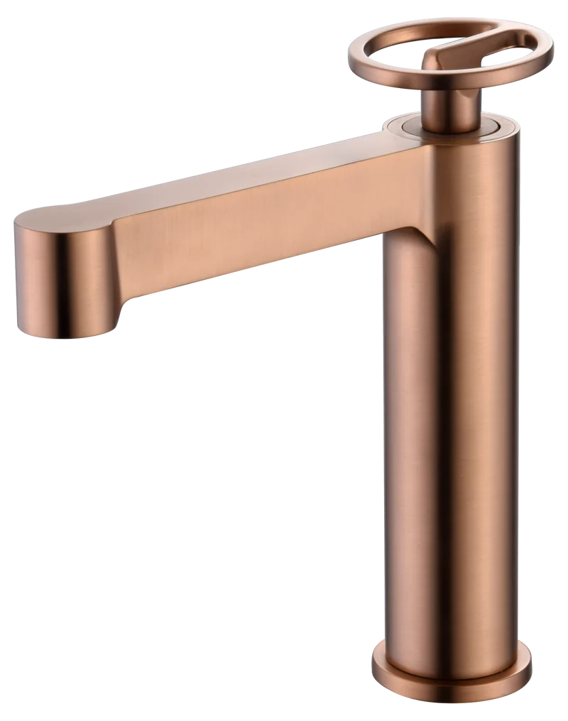 Grifería monomando lavabo Olimpo oro rosa cepillado de Imex