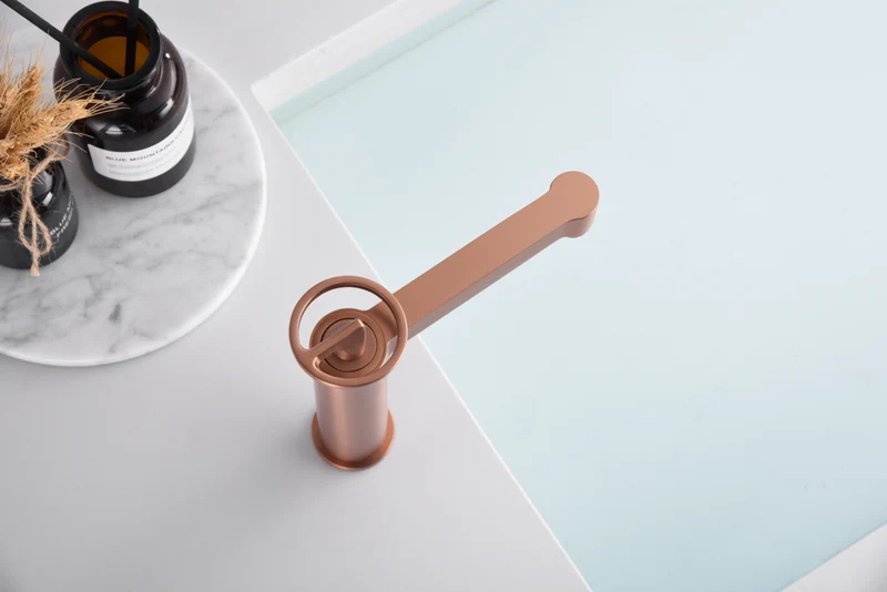 Grifería monomando lavabo Olimpo oro rosa cepillado de Imex