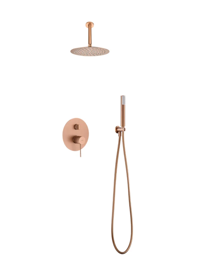 Conjunto Ducha Monomando Empotrado Oro Rosa Cepillado Top - Imex