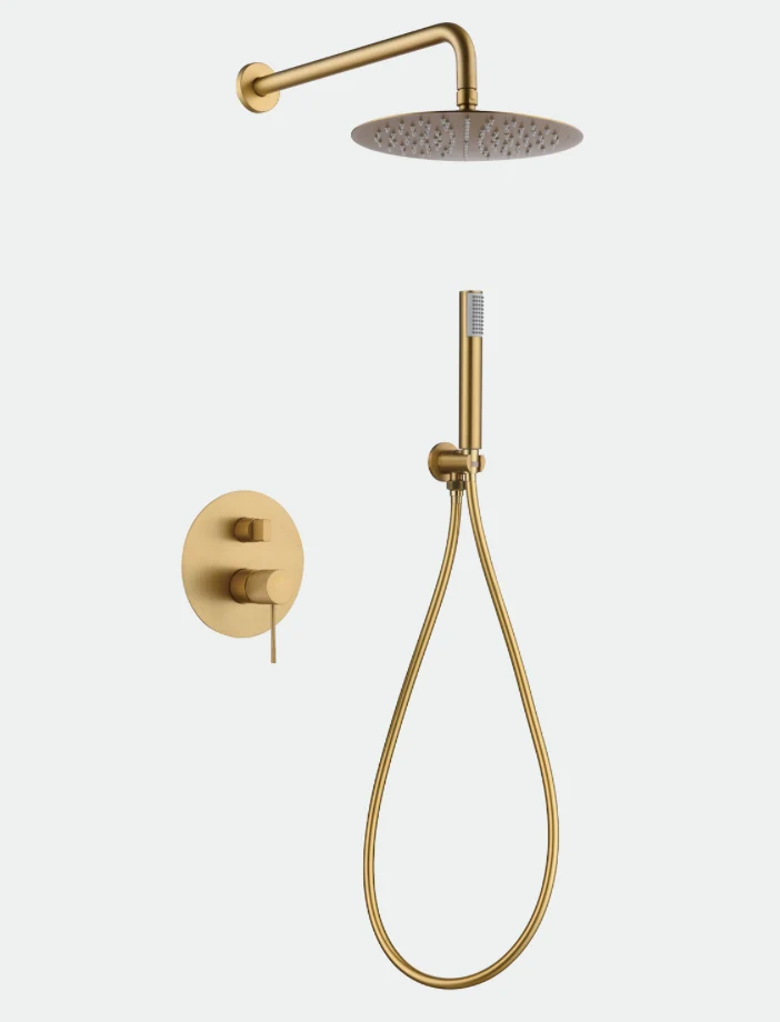 Conjunto Ducha Monomando Empotrado Oro Cepillado Line - Imex