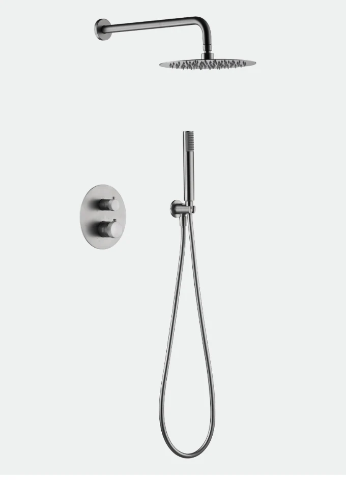 Conjunto Ducha Termostático Empotrado Níquel Cepillado Line - Imex