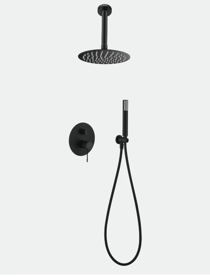 Conjunto Ducha Monomando Empotrado Negro Mate Top - Imex