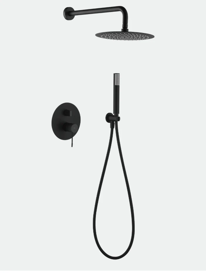 Conjunto Ducha Monomando Empotrado Negro Mate Line - Imex