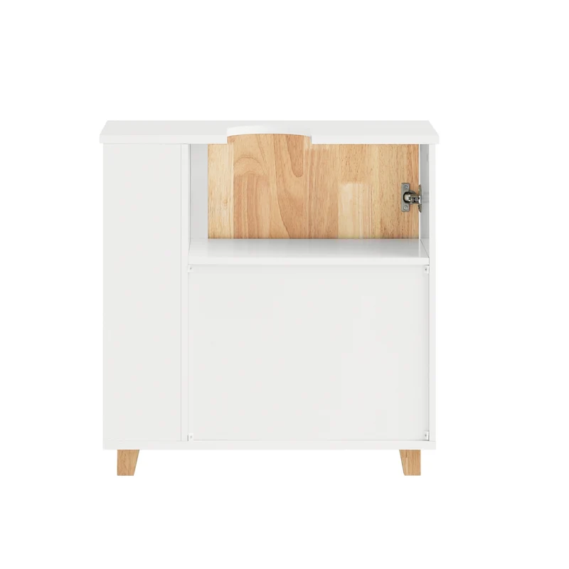 SoBuy BZR75-W Mueble para Debajo del Lavabo con 2 Estantes y 1 Puerta Blanco y Madera