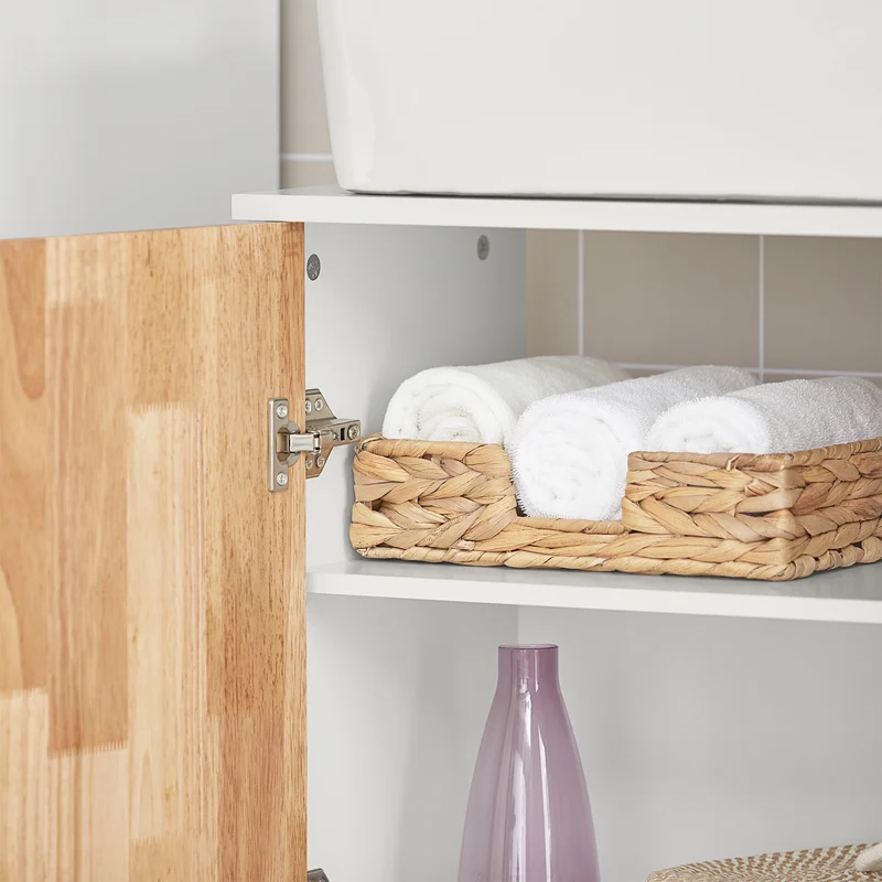 SoBuy BZR75-W Mueble para Debajo del Lavabo con 2 Estantes y 1 Puerta Blanco y Madera