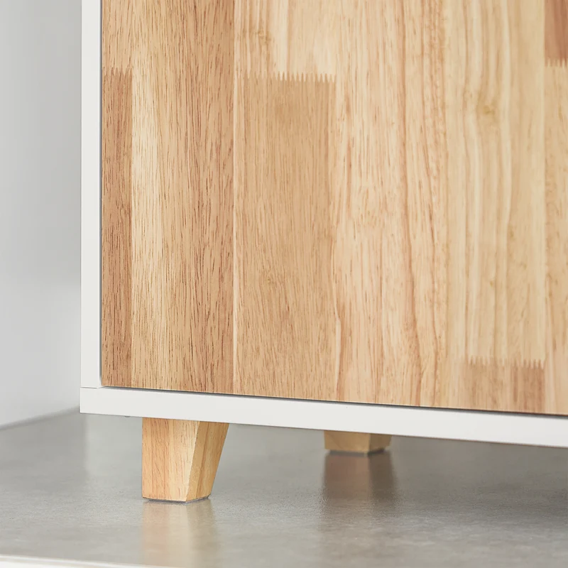 SoBuy BZR75-W Mueble para Debajo del Lavabo con 2 Estantes y 1 Puerta Blanco y Madera