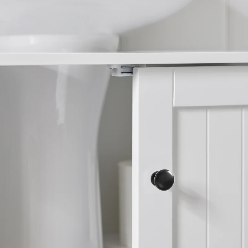 SoBuy BZR18-II-W Armario Lavabo con pedestal Armario de baño hasta el suelo Blanco