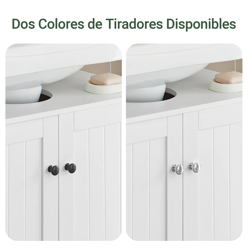 SoBuy BZR18-II-W Armario Lavabo con pedestal Armario de baño hasta el suelo Blanco