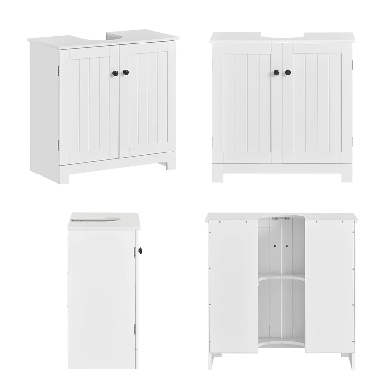 SoBuy BZR18-II-W Armario Lavabo con pedestal Armario de baño hasta el suelo Blanco