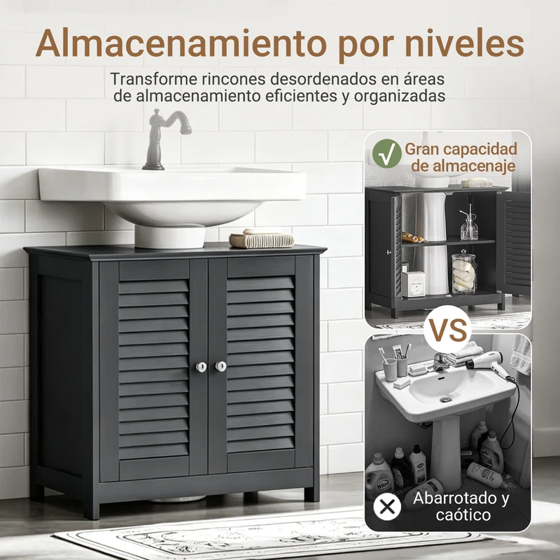 SoBuy FRG237-II-DG Mueble para Debajo del Lavabo Gris Oscuro