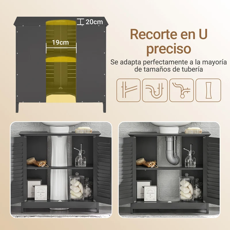 SoBuy FRG237-II-DG Mueble para Debajo del Lavabo Gris Oscuro