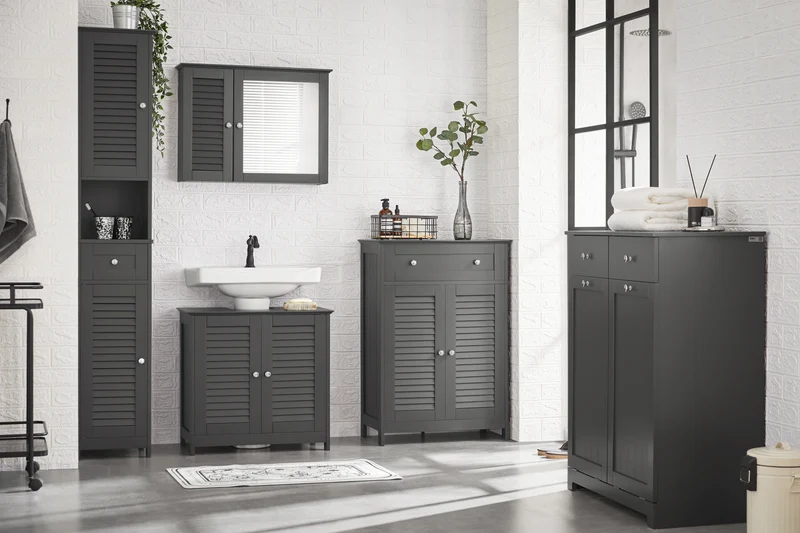 SoBuy FRG237-II-DG Mueble para Debajo del Lavabo Gris Oscuro