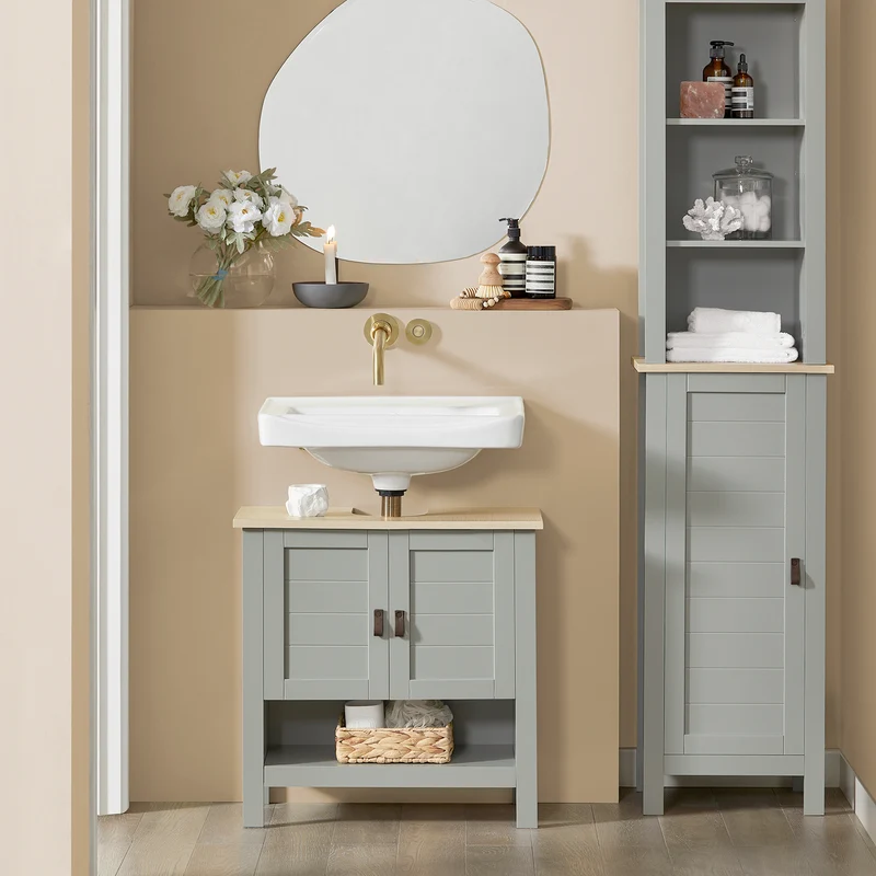 SoBuy BZR69-HG Mueble para Debajo del Lavabo con 1 Estante y 2 Puertas
