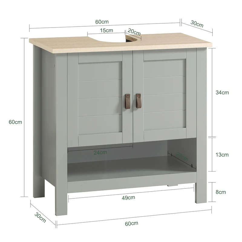 SoBuy BZR69-HG Mueble para Debajo del Lavabo con 1 Estante y 2 Puertas
