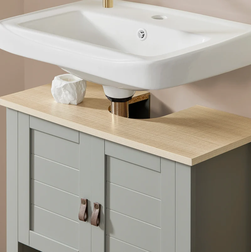 SoBuy BZR69-HG Mueble para Debajo del Lavabo con 1 Estante y 2 Puertas