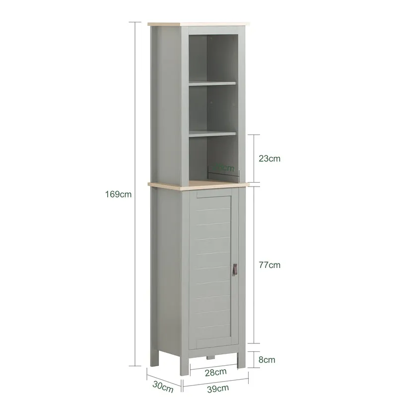 SoBuy BZR68-HG Armario Alto baño con 3 Estantes y 1 Puerta