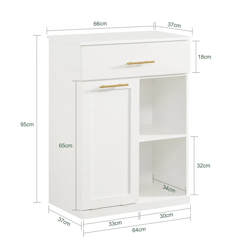 SoBuy BZR66-W Armario de Baño con 1 Cesto para Colada y 1 Cajón