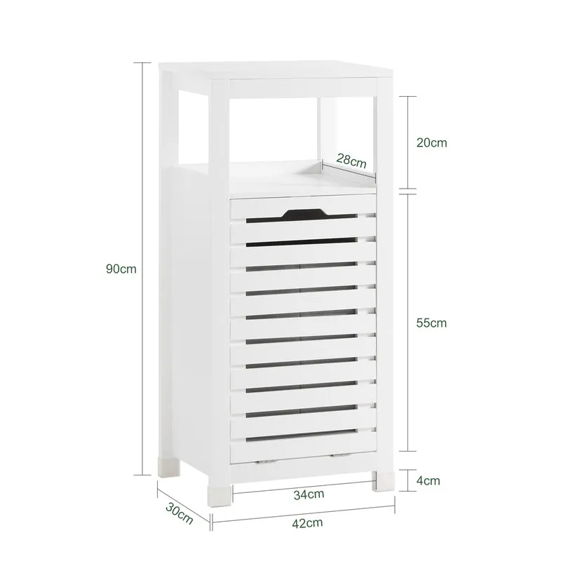 SoBuy BZR67-W Armario para baño con un cesto para Ropa Sucia