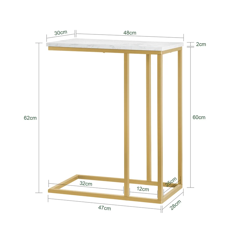 SoBuy FBT87-G Mesa Auxiliar Dorado