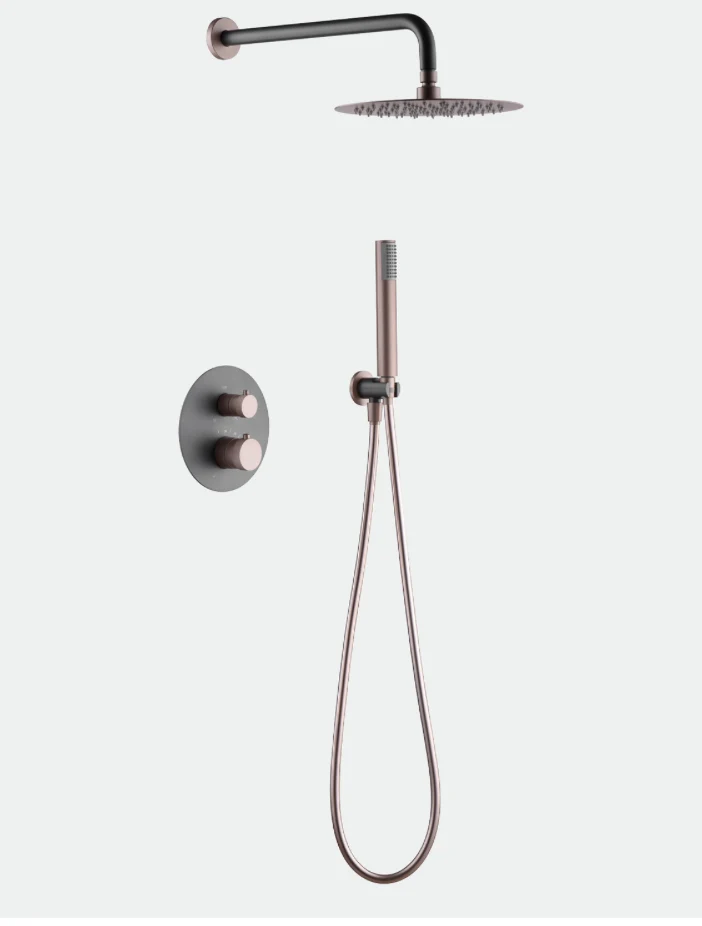 Conjunto Ducha Termostático Empotrado Gris Mate Champagne Line - Imex