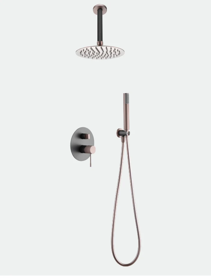 Conjunto Ducha Monomando Empotrado Gris Mate Champagne Top - Imex
