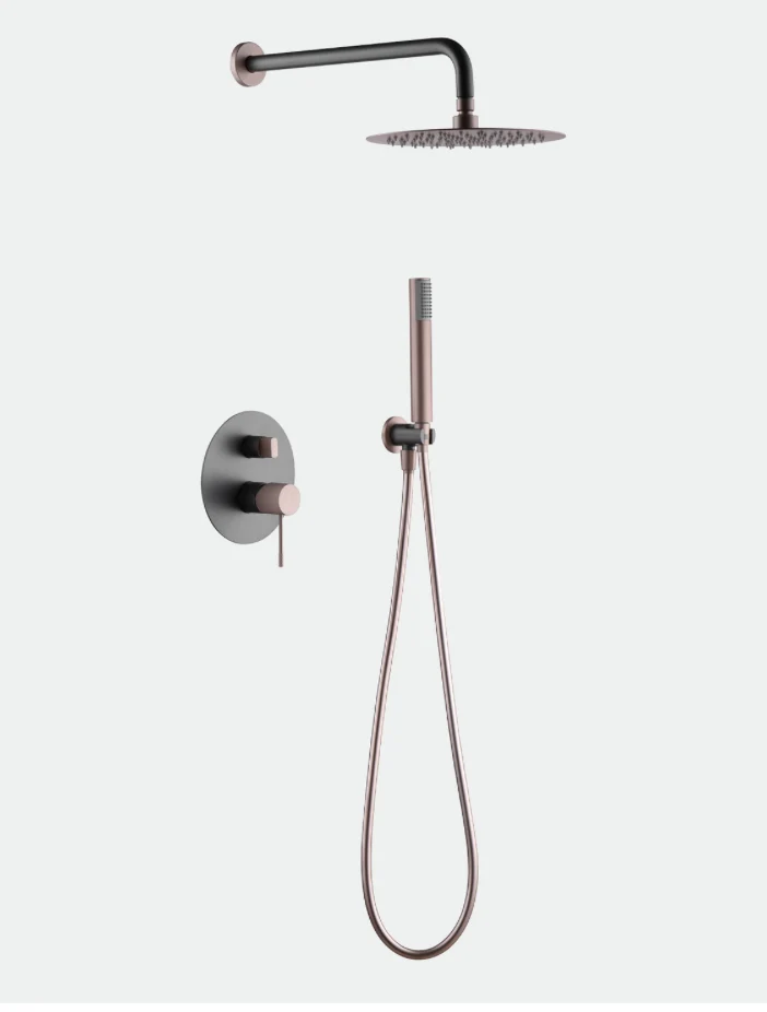 Conjunto Ducha Monomando Empotrado Gris Mate Champagne Line - Imex