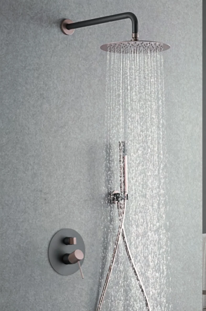 Conjunto Ducha Monomando Empotrado Gris Mate Champagne Line - Imex