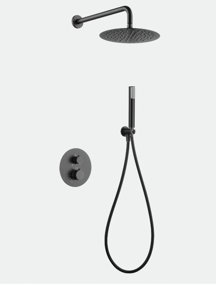 Conjunto Ducha Termostático Empotrado Black Gun Metal Line - Imex