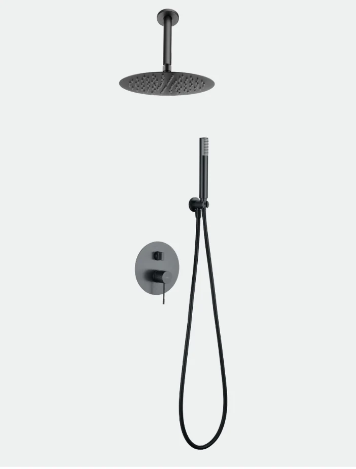 Conjunto Ducha Monomando Empotrado Black Gun Metal Top - Imex