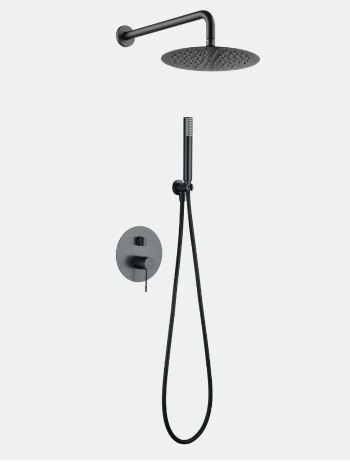 Conjunto Ducha Monomando Empotrado Black Gun Metal Line - Imex