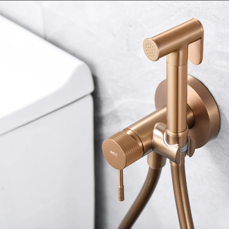 Grifería Bidet Empotrada Oro Rosa Cepillado Line - Imex | Diseño Premium