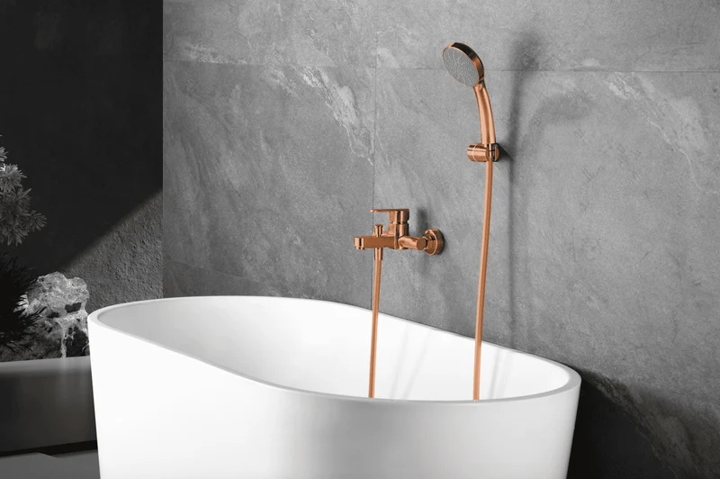 Grifería Baño-Ducha Monomando Roma Oro Rosa Cepillado - Imex