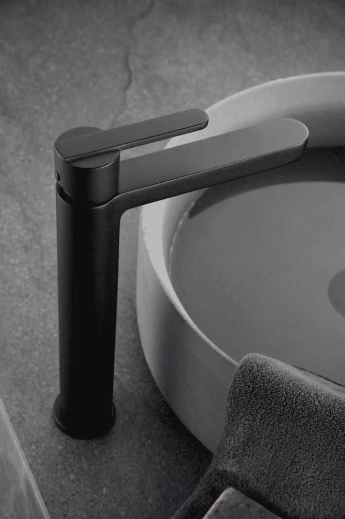 Grifería Monomando Lavabo Caño Alto Roma Negro Mate - Imex