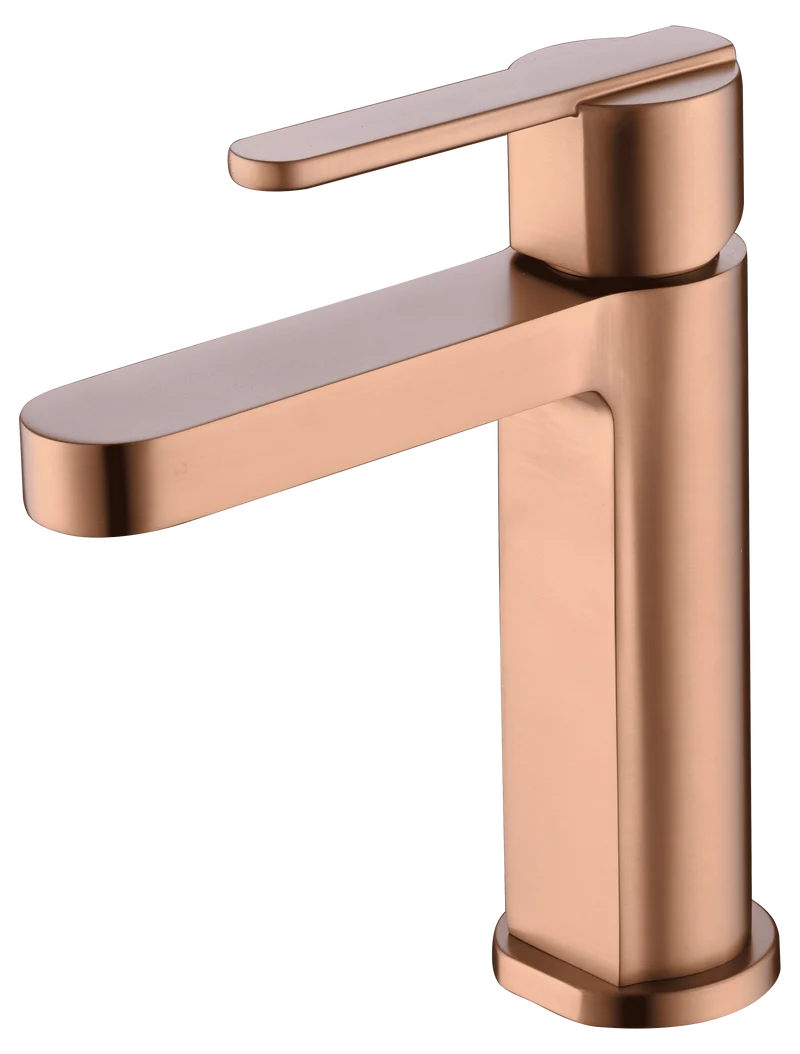 Grifería Monomando Lavabo Roma Oro Rosa Cepillado - Imex