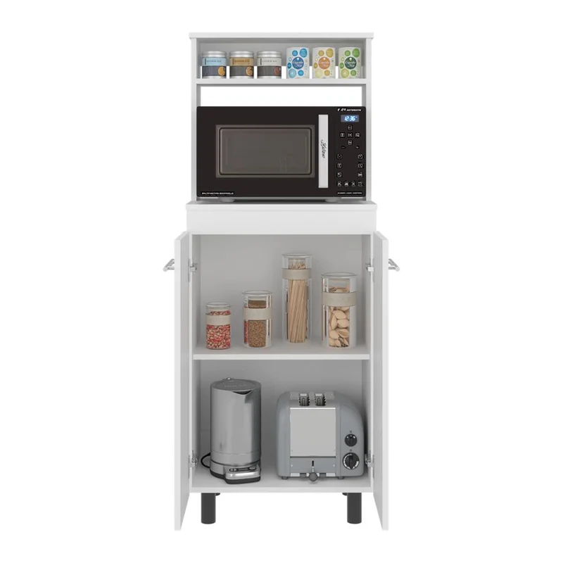 Modulo Microondas Kane, Kronos Blanco, Con compartimiento inferior para alimentos y utensilios de cocina ZF