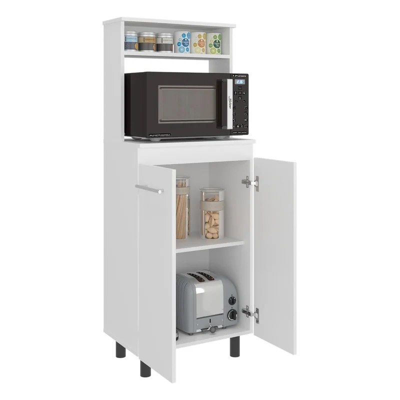 Modulo Microondas Kane, Kronos Blanco, Con compartimiento inferior para alimentos y utensilios de cocina ZF