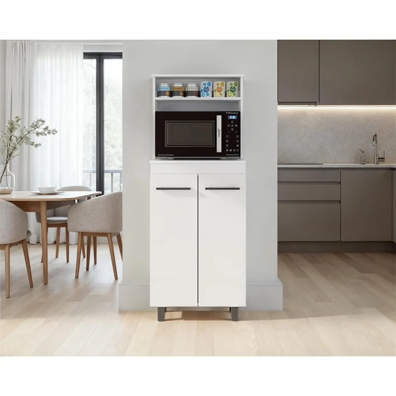 Modulo Microondas Kane, Kronos Blanco, Con compartimiento inferior para alimentos y utensilios de cocina ZF