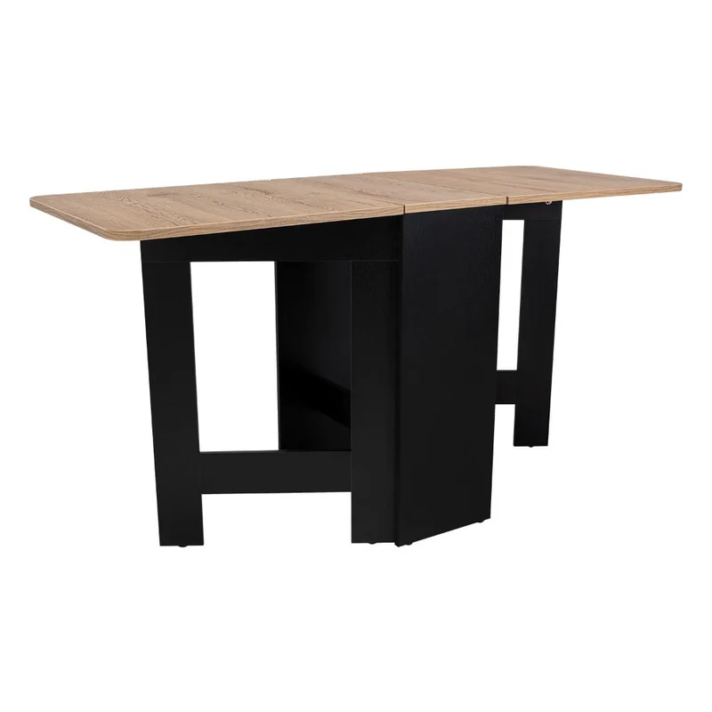 Mesa Auxiliar de Cocina Plegable Mérida, Wengue y Fresno Europeo, con Amplia Superficie