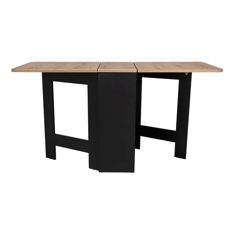 Mesa Auxiliar de Cocina Plegable Mérida, Wengue y Fresno Europeo, con Amplia Superficie