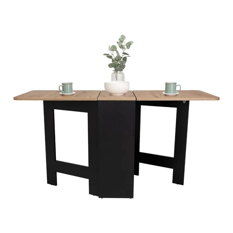Mesa Auxiliar de Cocina Plegable Mérida, Wengue y Fresno Europeo, con Amplia Superficie