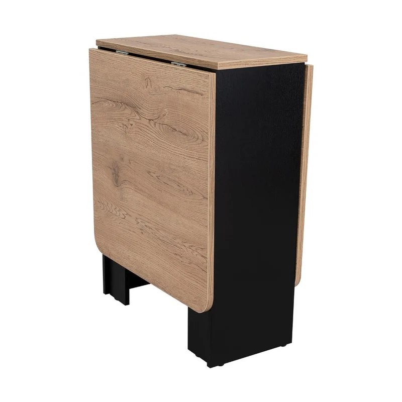 Mesa Auxiliar de Cocina Plegable Mérida, Wengue y Fresno Europeo, con Amplia Superficie