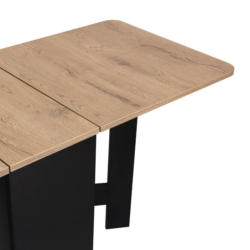 Mesa Auxiliar de Cocina Plegable Mérida, Wengue y Fresno Europeo, con Amplia Superficie