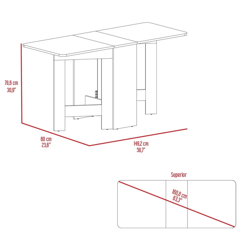 Mesa Auxiliar de Cocina Plegable Mérida, Wengue y Fresno Europeo, con Amplia Superficie