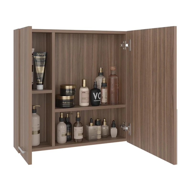 Gabinete de Baño Apolis, Avellana, con Puerta Espejo y Dos Entrepaños para Ubicar Múltiples Objetos