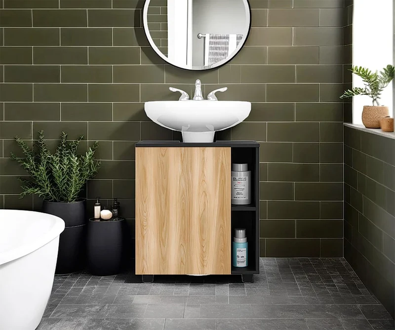 Mueble para Lavamanos Pascuale, Fresno Europeo y Wengue, No Incluye Lavamanos