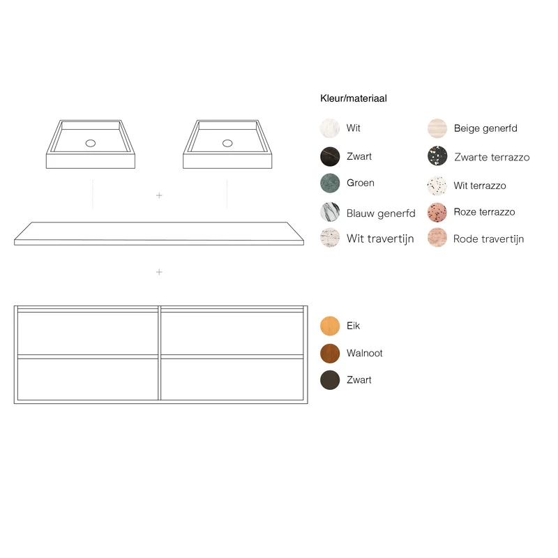Mueble de baño Roble Fien - 120 cm - Lavabos George Terrazzo - Placa superior de terrazo