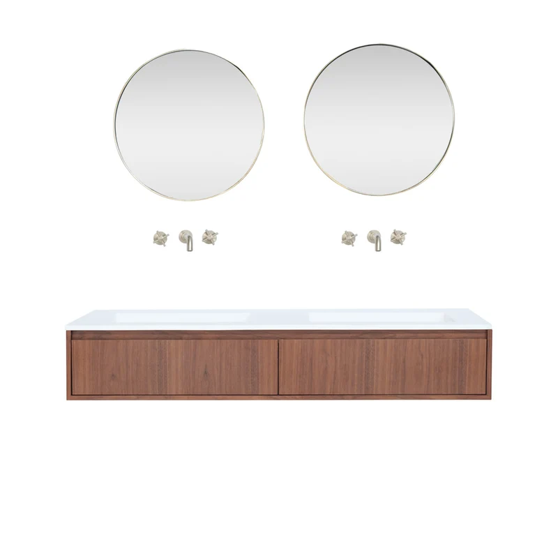 Conjunto de baño Ann mueble corto Nogal - Julian Blanco Mate - 150 cm