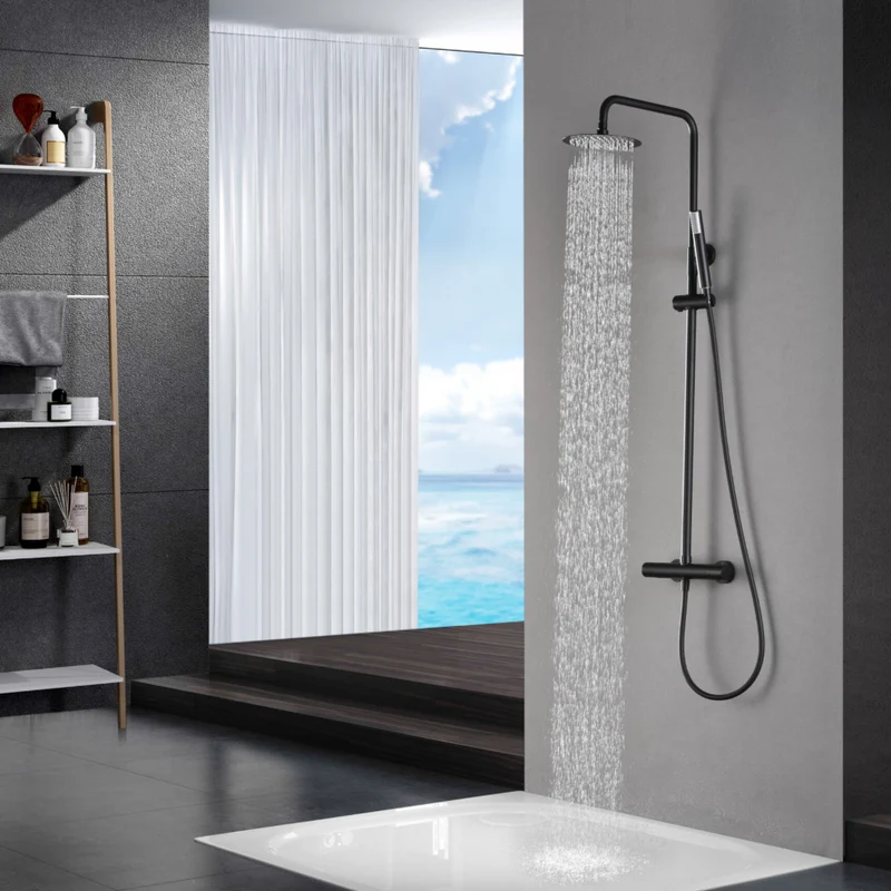 Barra Ducha Termostática Negro Mate Monza - Imex | Control Preciso