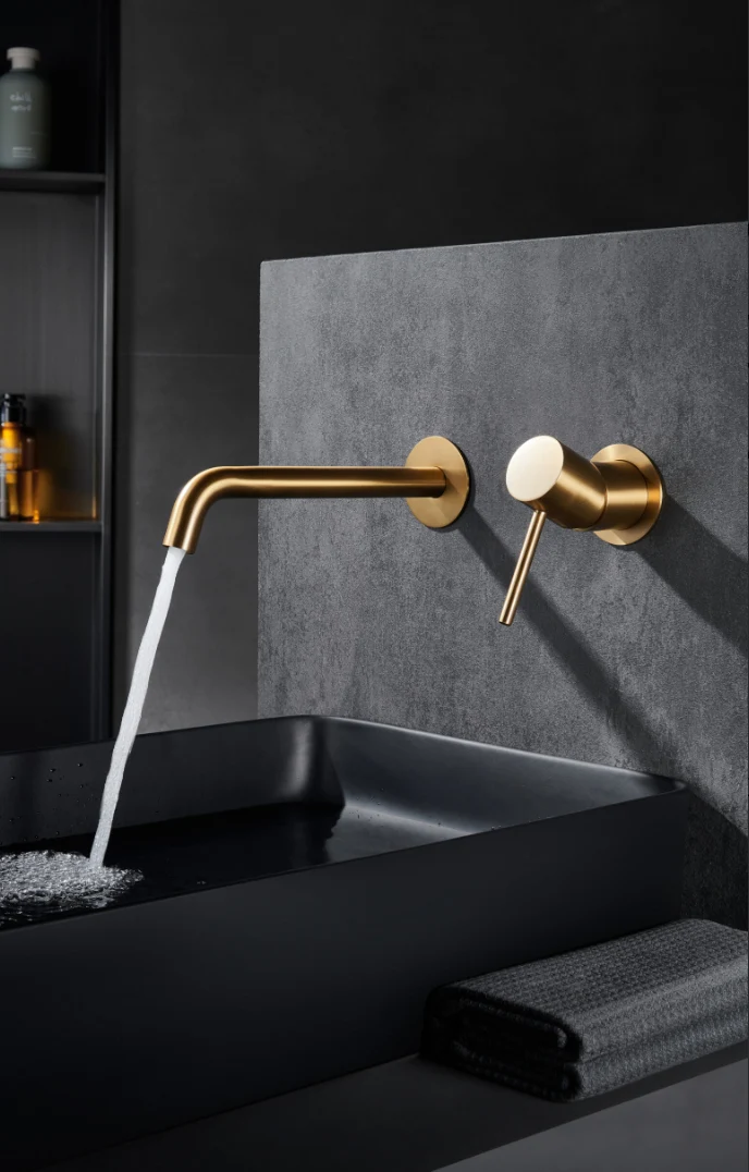 Grifería Lavabo Empotrada Monza Oro Cepillado - Imex | Diseño Minimalista