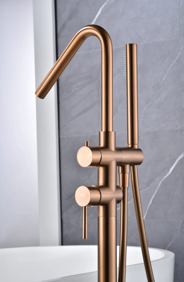 Grifería Bañera Exenta Corcega Oro Rosa Cepillado - Imex